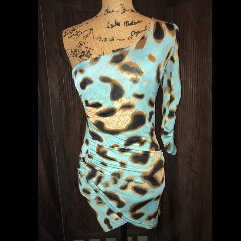 Vintage Style One Shoulder Mini Dress